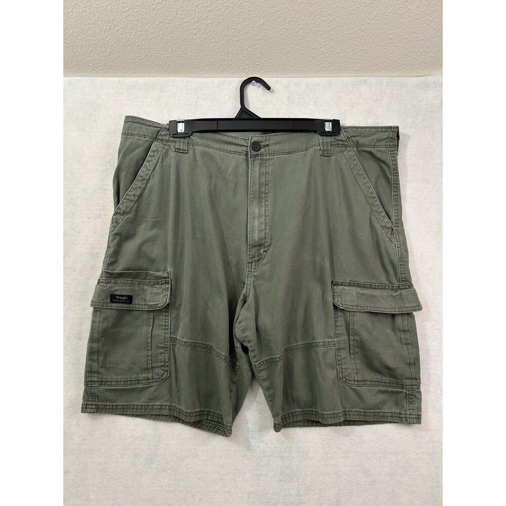Wrangler Authentics Cargo Shorts Mens 40 Olive Green Stretch Relaxed Fit Hiking